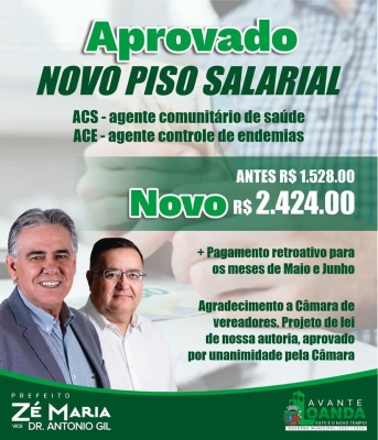 Novo piso salarial aprovado.