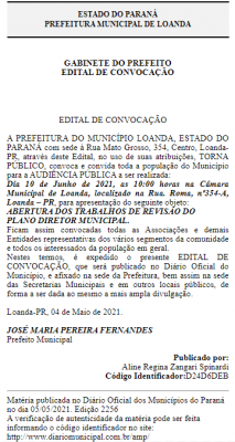 PREFEITURA DE LOANDA VAI RETOMAR OS TRABALHOS DE REVISÃO DO PLANO DIRETOR MUNICIPAL.